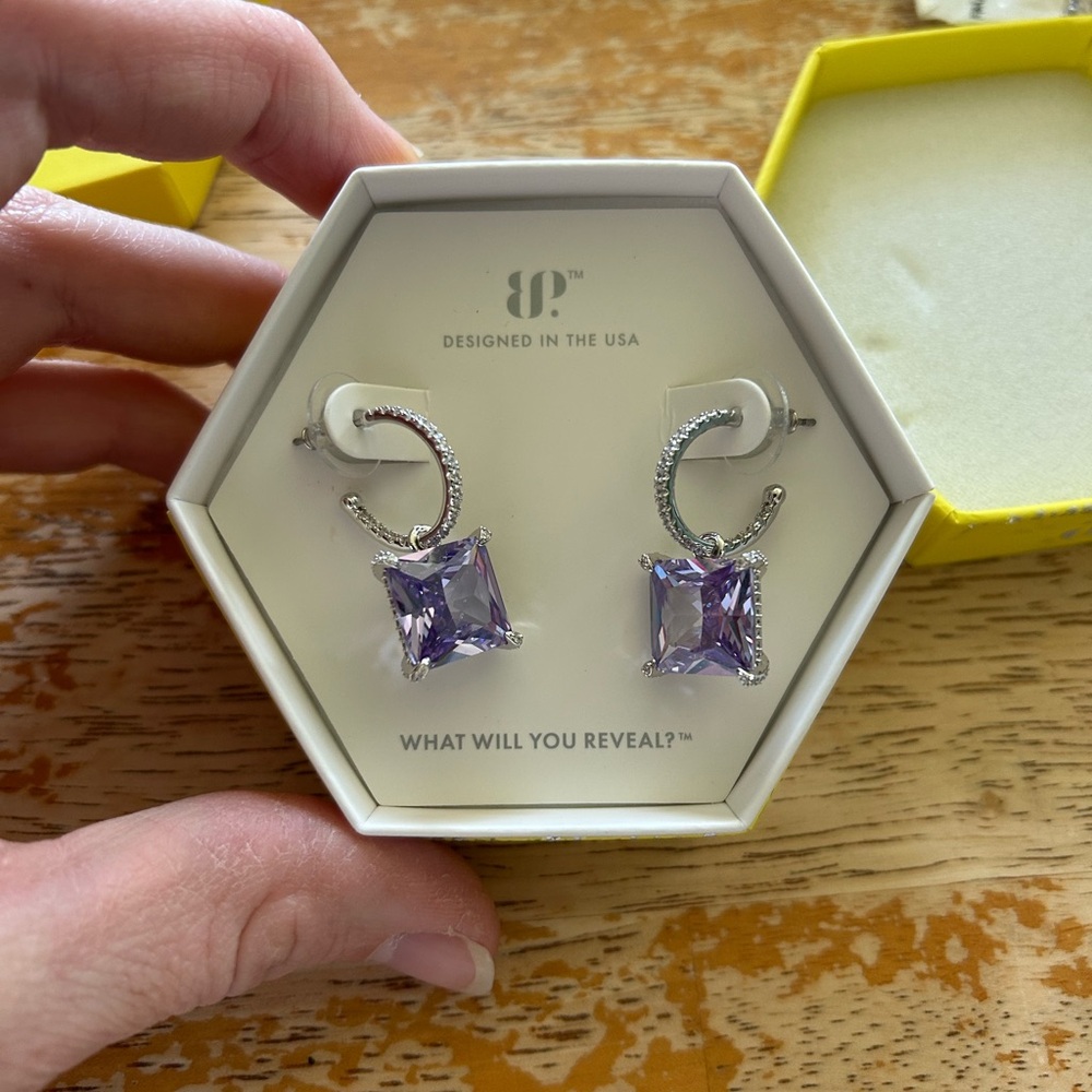 Purple and Silver Dangle Earrings